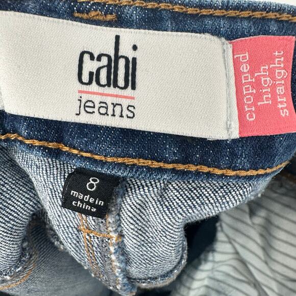 CAbi Cropped High Rise Distressed Raw Hem Straight Jeans Size 8 #5493 - Picture 8 of 10